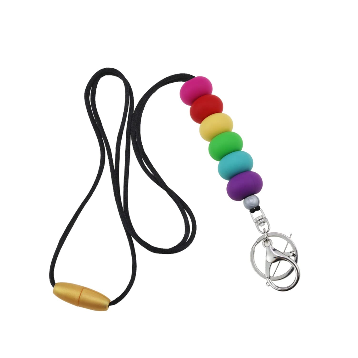 Aslana Silicone Beaded Lanyard for Keys & ID Badges - Breakaway Safety for Work & Events