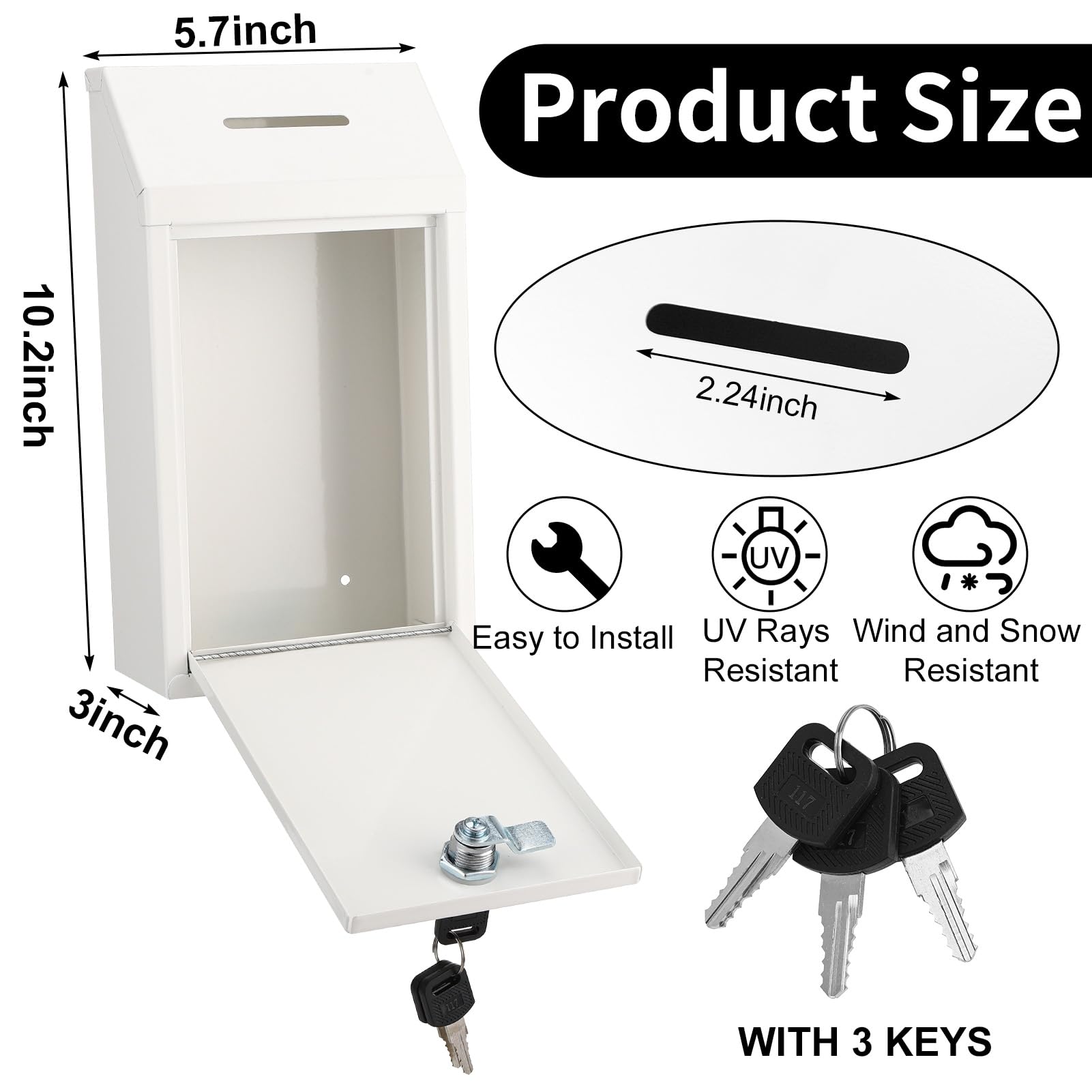 Secure Locking Metal Donation Box with Slot - 10.2