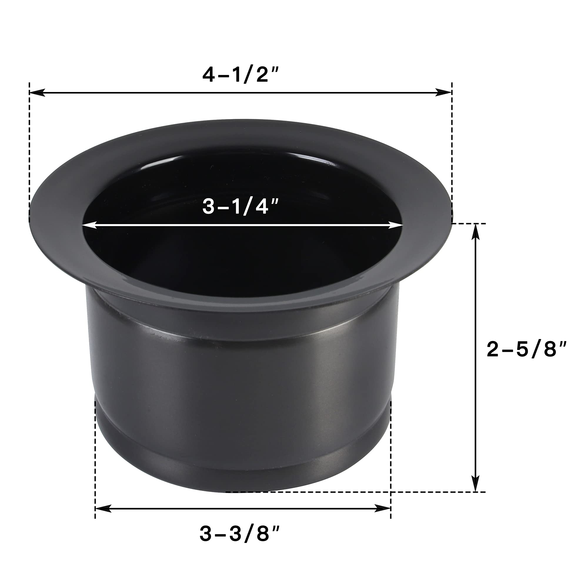 LQS Extended Sink Flange - 3.5 Inch Deep Garbage Disposal Sink Flange for Kitchen Sink, Black Heavy Duty Sink Drain Flange - Perfect for Standard Sink Drain Holes & Garbage Disposal Installations