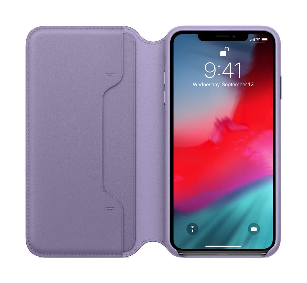 Apple iPhone Xs Max Leather Folio Case - Premium Protective Cover with Card Slots in Elegant Lilac | Perfect for Business Professionals & Everyday Use