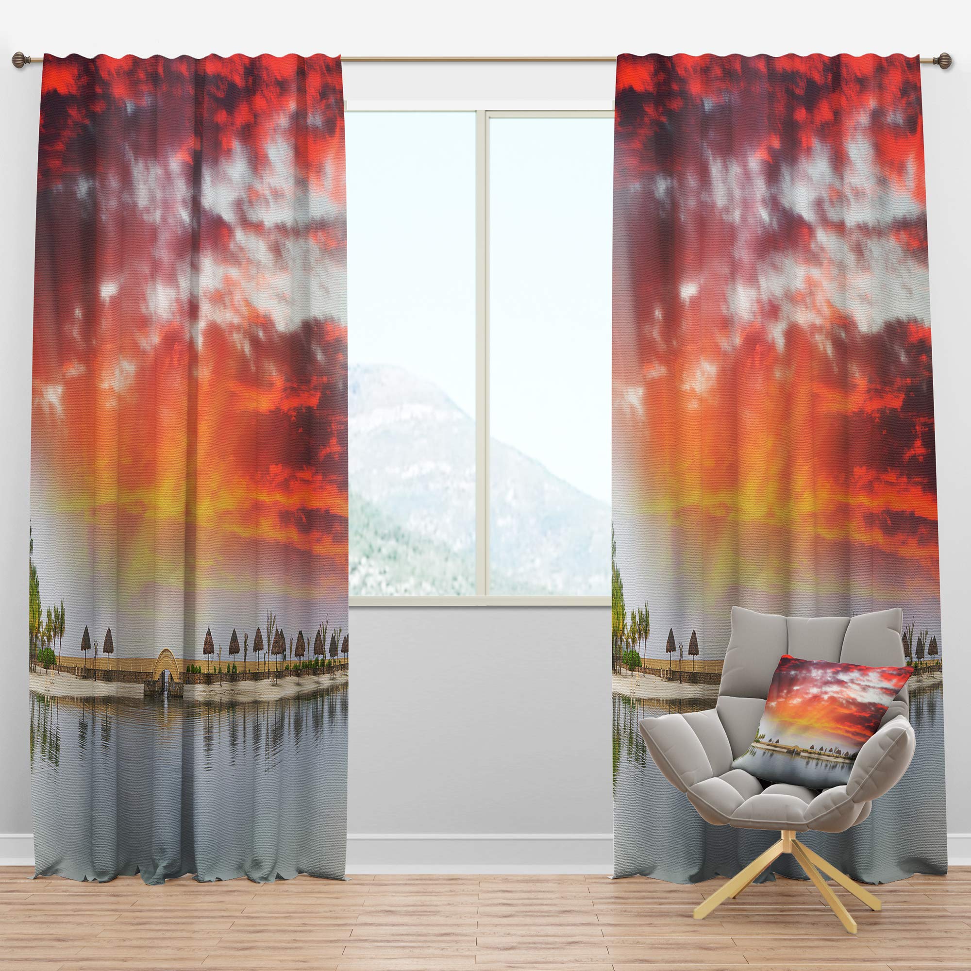 DesignQ Blackout Curtains 'Roatan Beach Sunset Panorama' - Thermal Insulated Room Darkening Window Drapes for Bedroom & Living Room - Single Panel 52x120 Inches - Perfect for Home Theater, Nursery & Light Sleepers