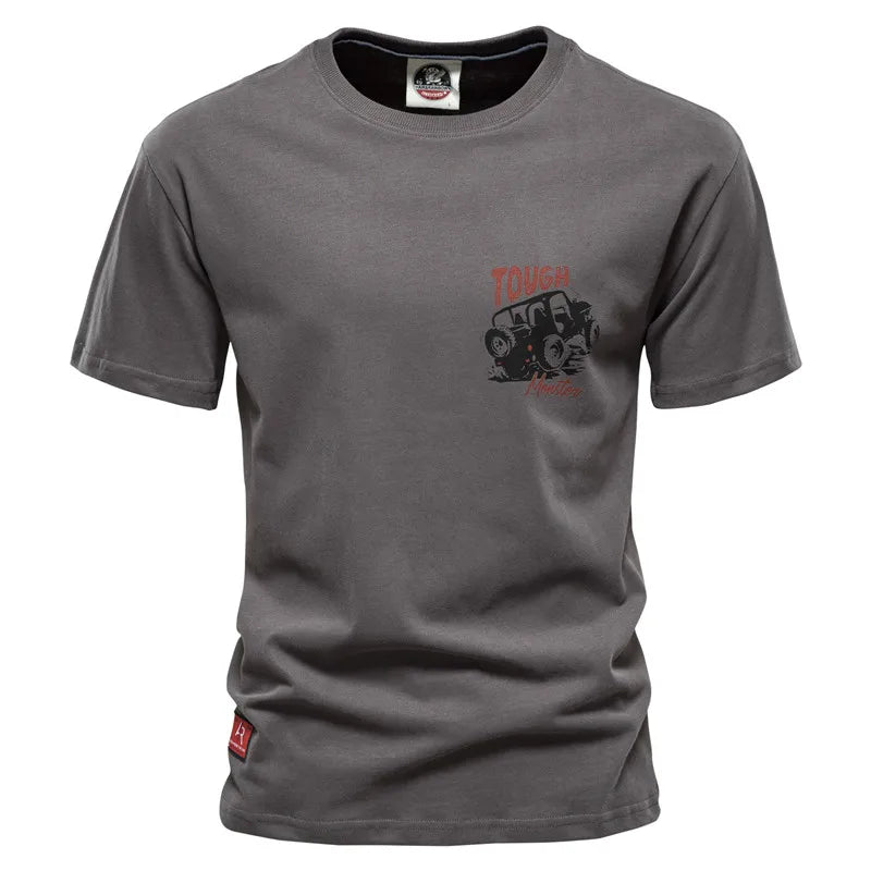 Men's Big Printed T-Shirt - 100% Cotton Casual Solid Color Crew Neck Tee | Summer Streetwear Fashion | Perfect for Daily Wear, Gym & Outdoor Activities