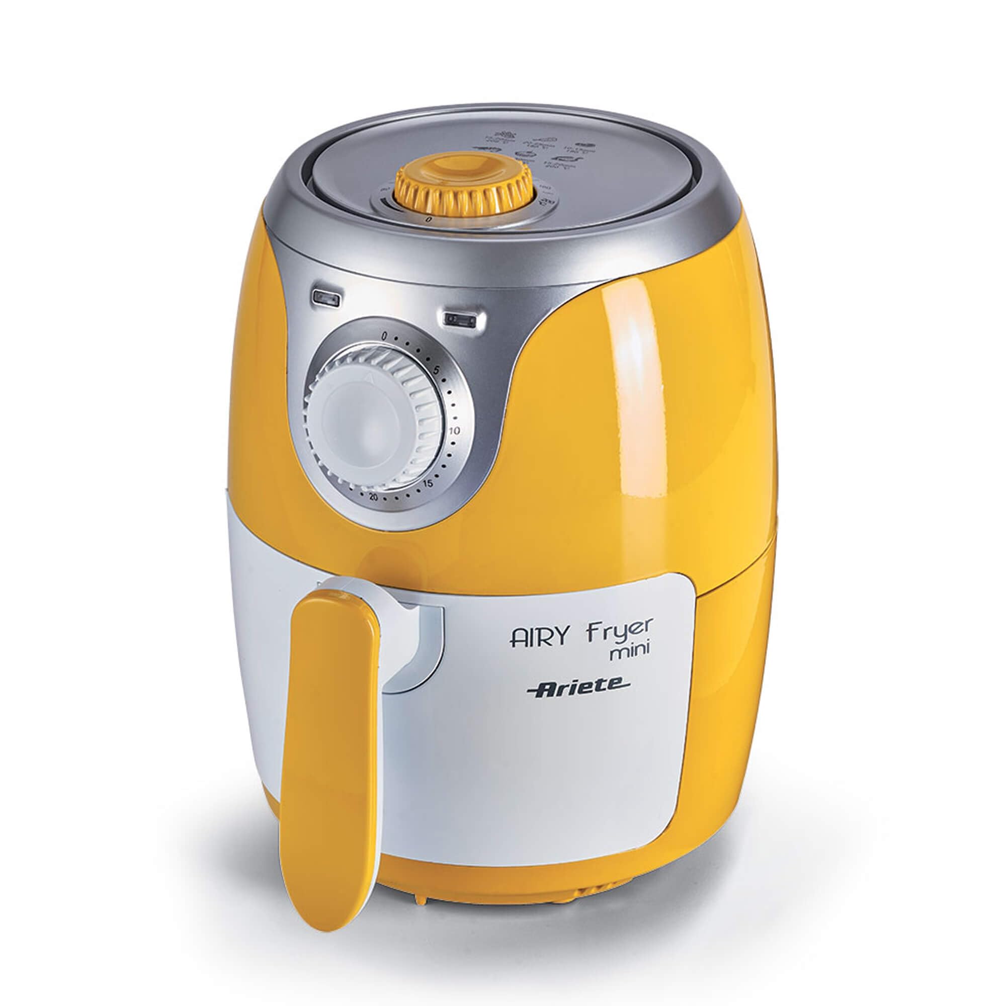 Ariete 4615 Mini Air Fryer - Oil Free Healthy Cooking, 1000W, 2L Capacity, 400g Fries, Yellow Plastic Design - Perfect for Small Kitchens & Quick Snacks