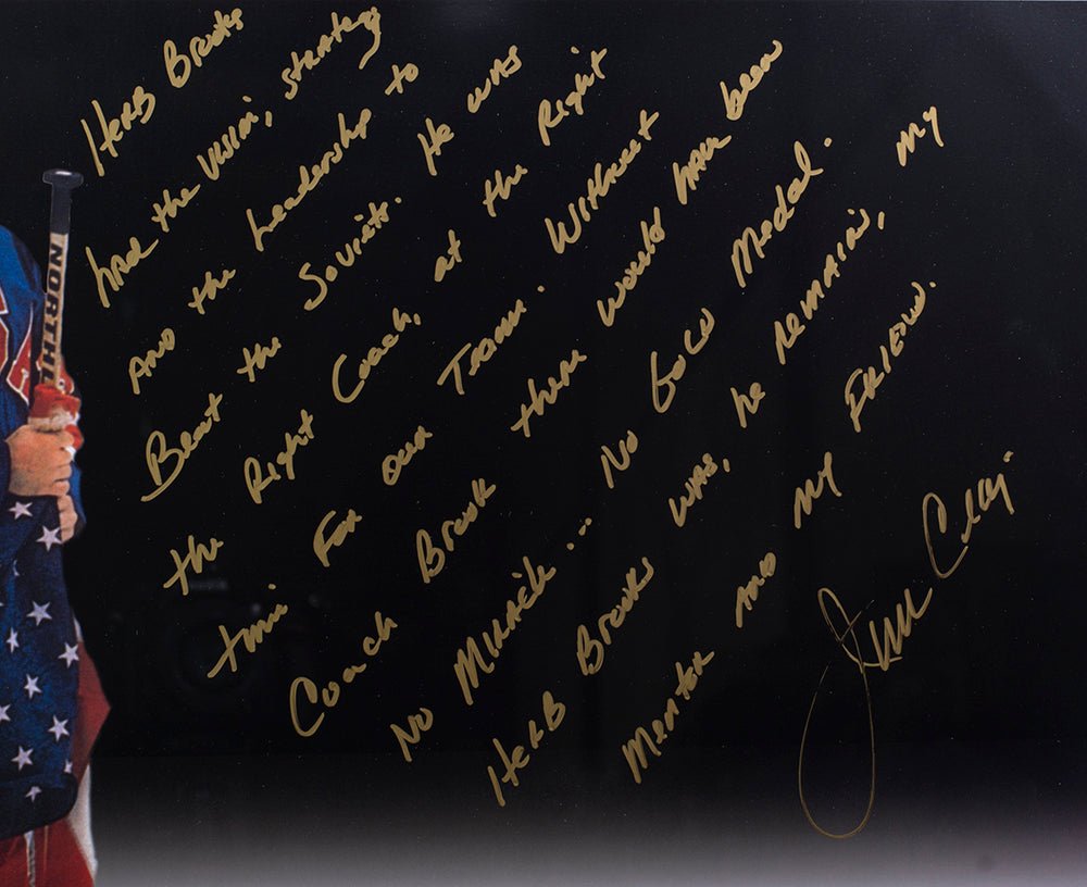 Jim Craig Autographed Signed 16x20 Framed Team USA Hockey Photo - Steiner BAS - Perfect for Sports Memorabilia Collectors & Man Cave Decor
