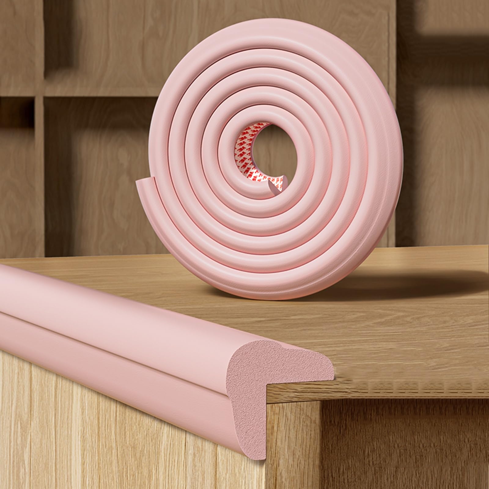 NBR Self-Adhesive Corner Guards - 6.6ft Soft Edge Protector for Baby Safety, Furniture, Walls, Desks & Cabinets (5-Pack, Pink) | Childproofing & Home Protection Solution
