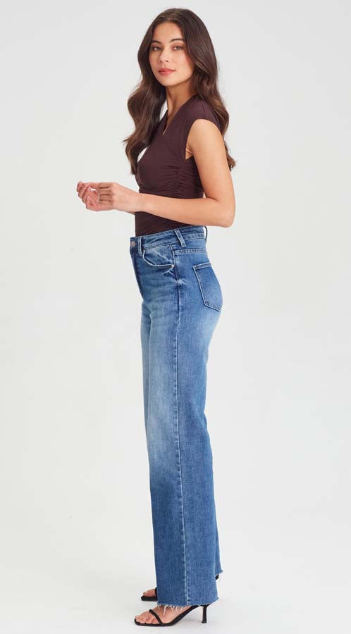 Alanis Women's Wide Leg Jeans - High Waist Denim Pants in Classic Blue for Casual Wear & Everyday Outfits