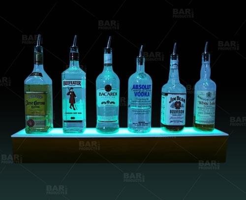 BarConic® LED Liquor Bottle Display Shelf - Wild Cherry Finish, Adjustable Lengths for Bars, Restaurants & Home Decor - Perfect for Showcasing Whiskey, Vodka & Premium Spirits