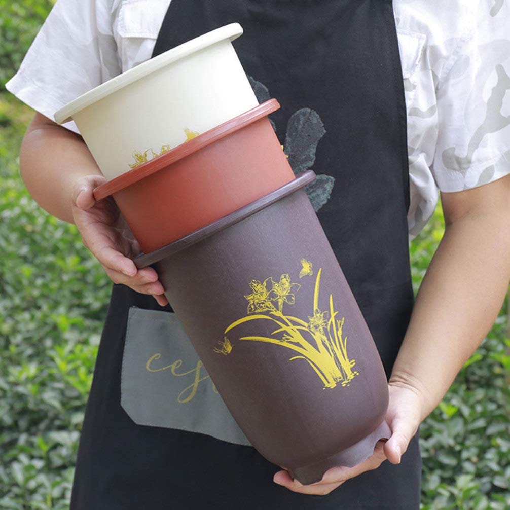 1 Set Imitation Purple Sand Flower Pot - Large Tall Planters for Trees, Garden & Office - Outdoor Plastic Planting Pots for Seeding & Decor