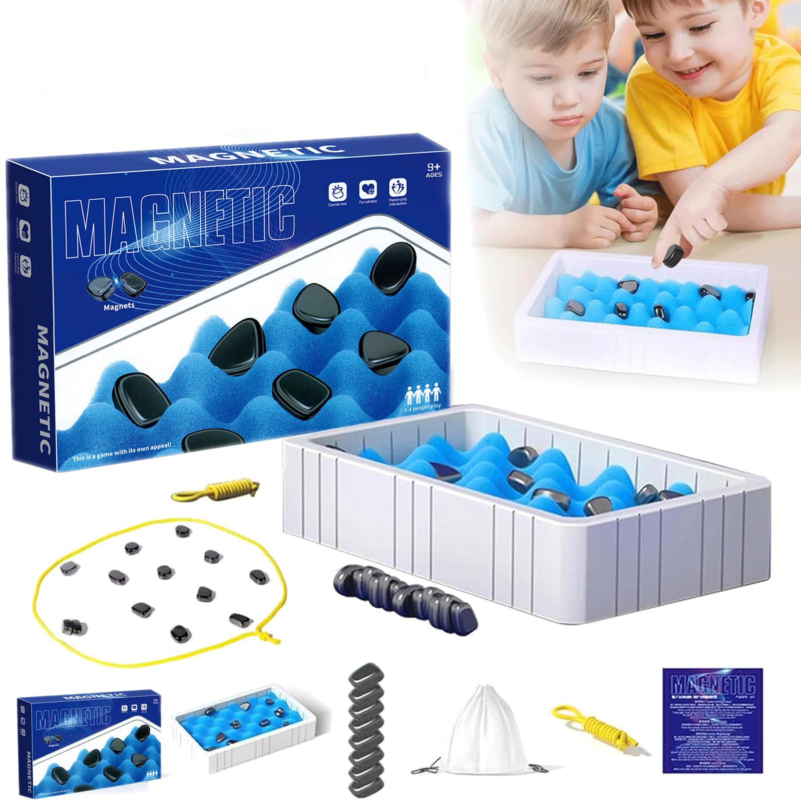 Magnetic Chess Set with Stones - 2024 Portable Travel Chess Board Game for Kids & Adults | Family Puzzle Toy, Tabletop Magnetic Rock Game | Perfect Christmas & Birthday Gift for Indoor & Outdoor Play