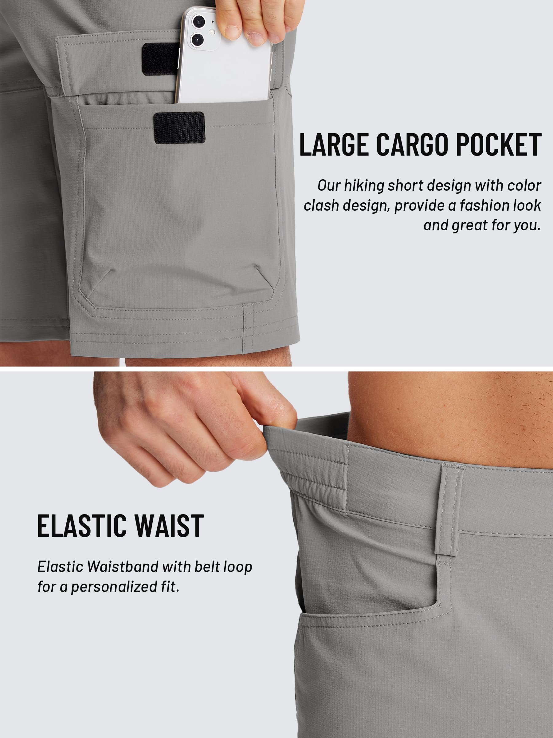 TACVASEN Men's Quick Dry Cargo Shorts - Lightweight Summer Outdoor Hiking & Casual Work Shorts (No Belt Included) - Perfect for Camping, Travel & Everyday Wear