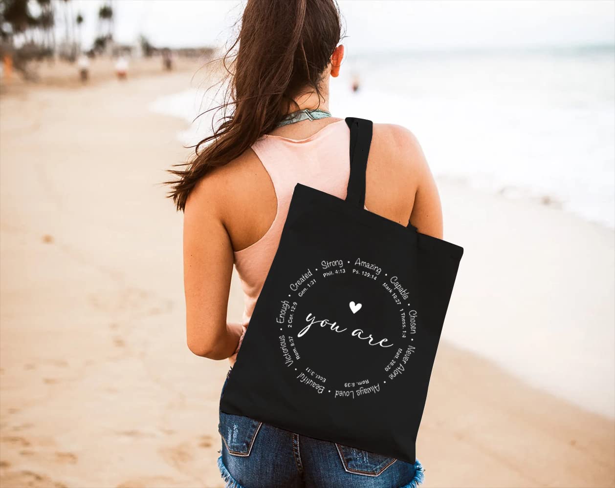 Inspirational Canvas Tote Bag for Women - Reusable Grocery & Travel Bag for Shopping, Church & Daily Use