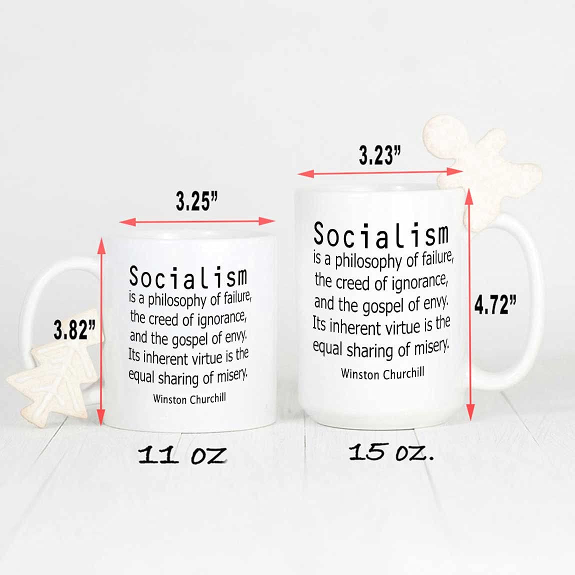 Personalized Winston Churchill Socialism Quote Ceramic Coffee Mug 11oz & 15oz - Novelty Tea Cup with Inspirational Sayings - Perfect Gift for Birthday, Christmas, Thanksgiving - Ideal for Office, Home Use & Political History Enthusiasts