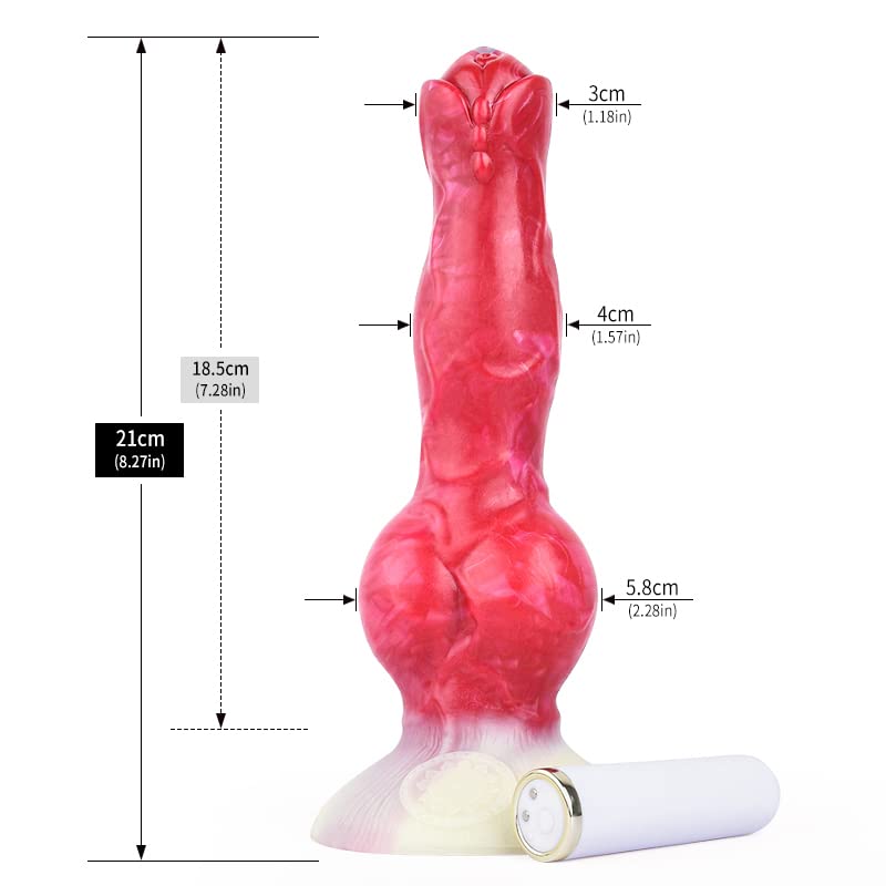 Realistic 8-Inch Silicone Wolf Knot Dildo with Suction Cup & Bullet Vibrator - Lifelike Animal Design Adult Toy for Women, Men & Couples | Perfect for Roleplay, BDSM & Solo Play