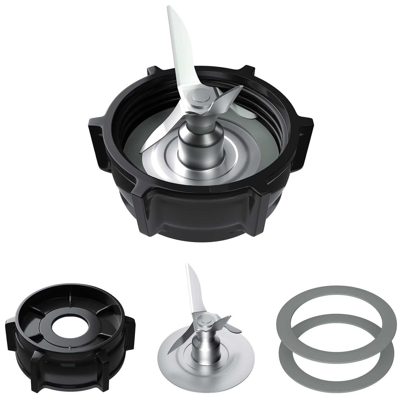 Oster Blender Replacement Parts Kit - Compatible Blender Blade, ABS Plastic Jar Base Cap & 2 Rubber O-Ring Seal Gaskets for Smooth Blending - Perfect for Home Kitchen, Smoothies & Food Prep