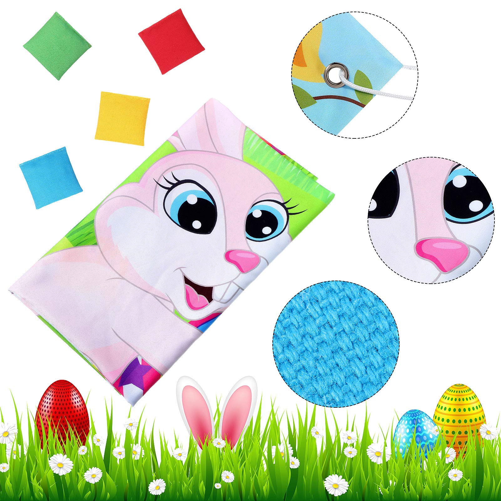 Easter Toss Game Set with 4 Bean Bags - Bunny & Egg Themed Outdoor/Indoor Tossing Game for Teens, Adults & Family - Perfect for Easter Decorations, School Parties & Spring Celebrations (Great for Backyard Fun, Picnics & Holiday Gatherings)