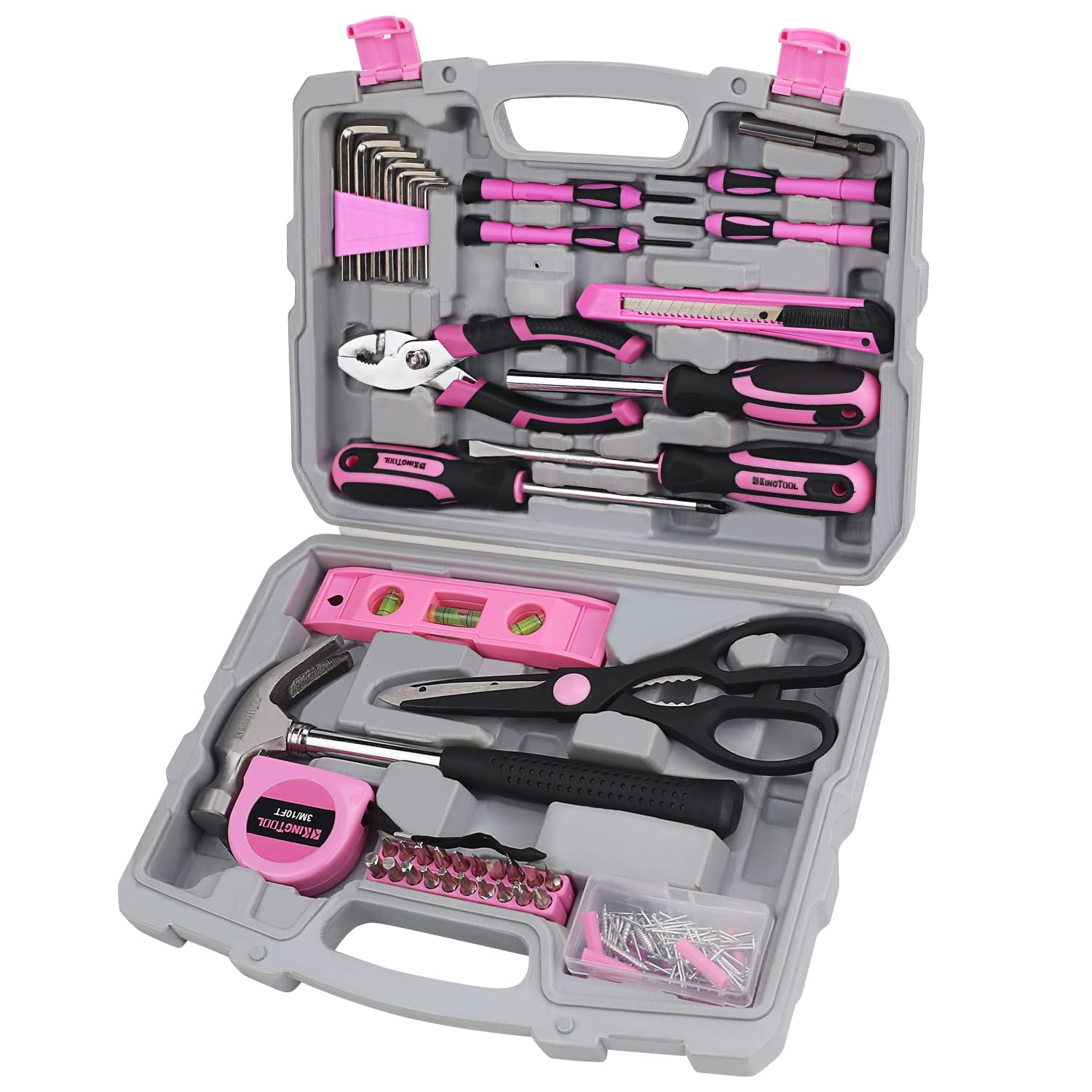 **KingTool 149-Piece Pink Tool Kit - Essential Home Repair Tool Set with Plastic Toolbox, Perfect for Women, DIY, Office & College Repairs - Ideal for Household Fixes, Small Projects & Emergency Repairs**
