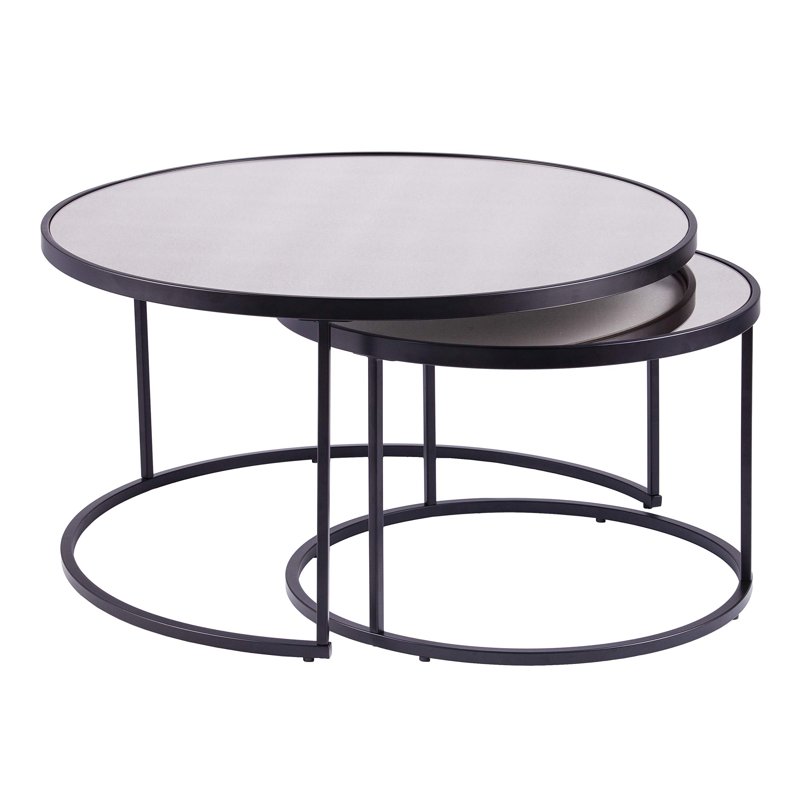 SEI Furniture Downham Coffee Table - Antique Mirror Finish, Black - Perfect for Living Room, Lounge & Home Decor