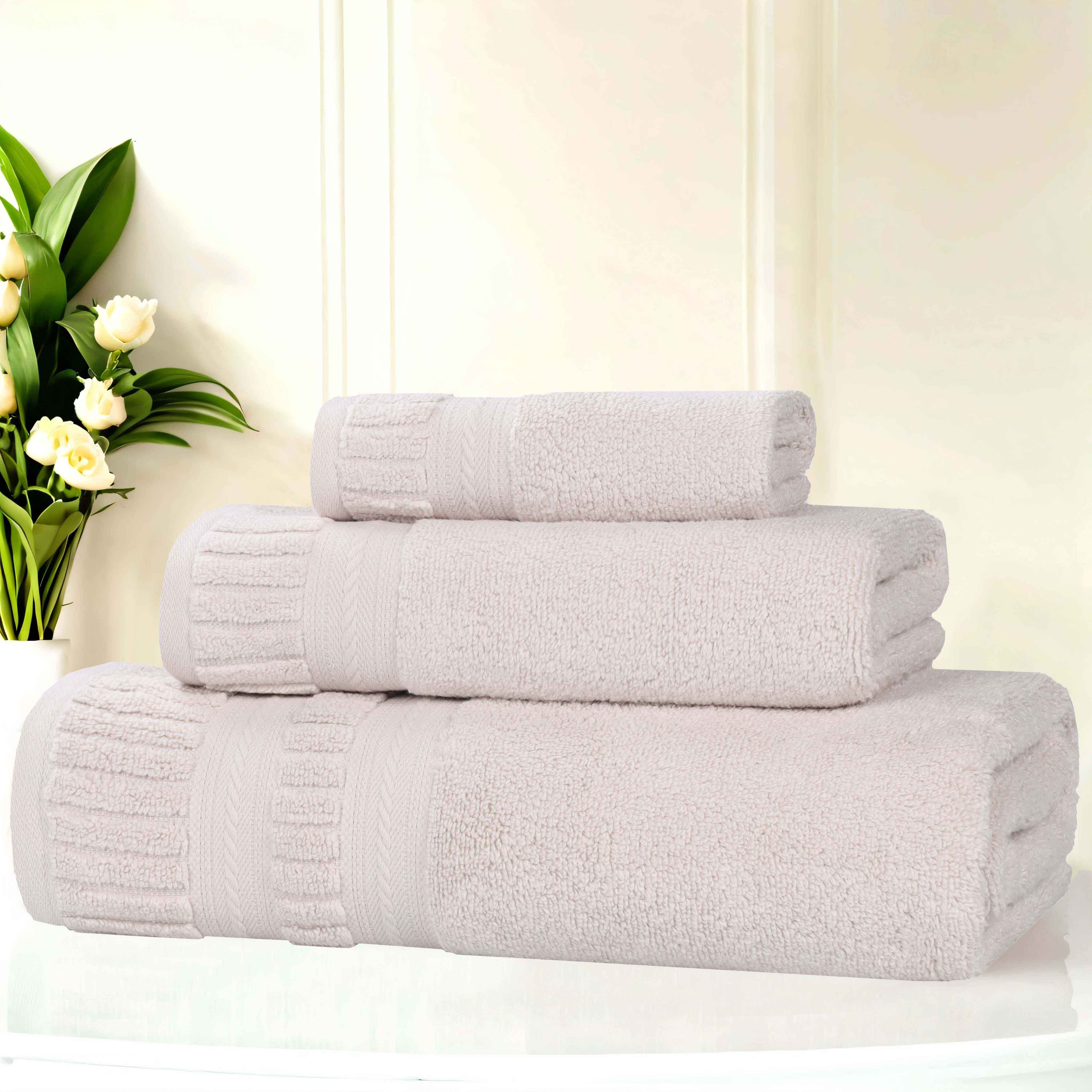 Venice Zero Twist Cotton Medium Weight Absorbent 3-Piece Bath Towel Set - Soft & Quick-Drying for Spa, Gym, and Beach Use