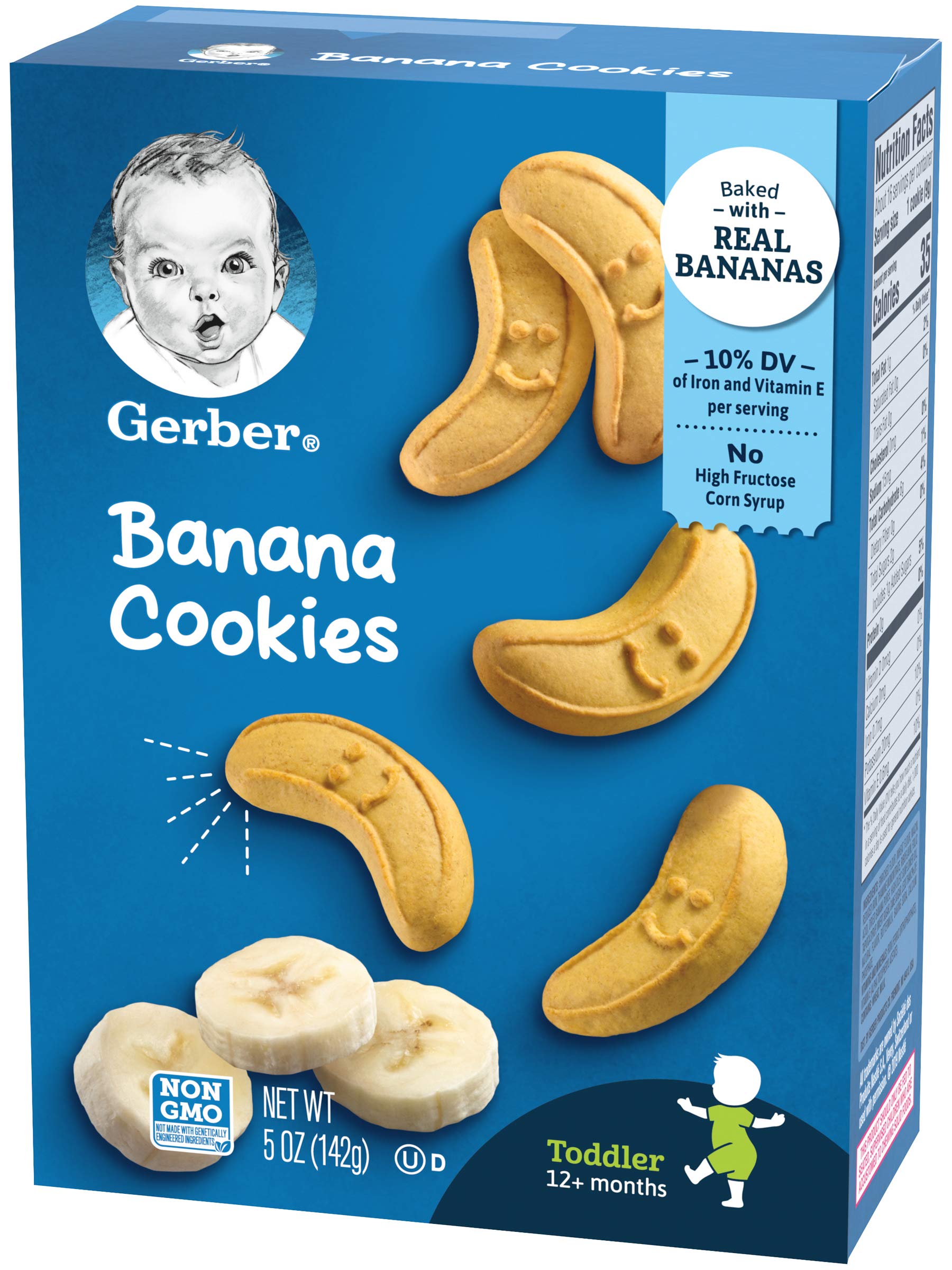Gerber Banana Cookies 5oz - Healthy Toddler Snacks for On-the-Go