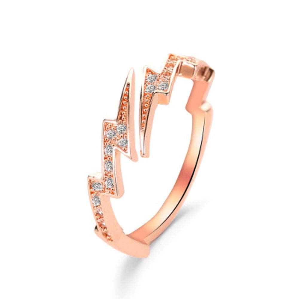 Lightning Bolt Adjustable Open Finger Ring for Women - Shining Cubic Zirconia Fashion Jewelry - Perfect for Parties, Date Nights & Everyday Wear