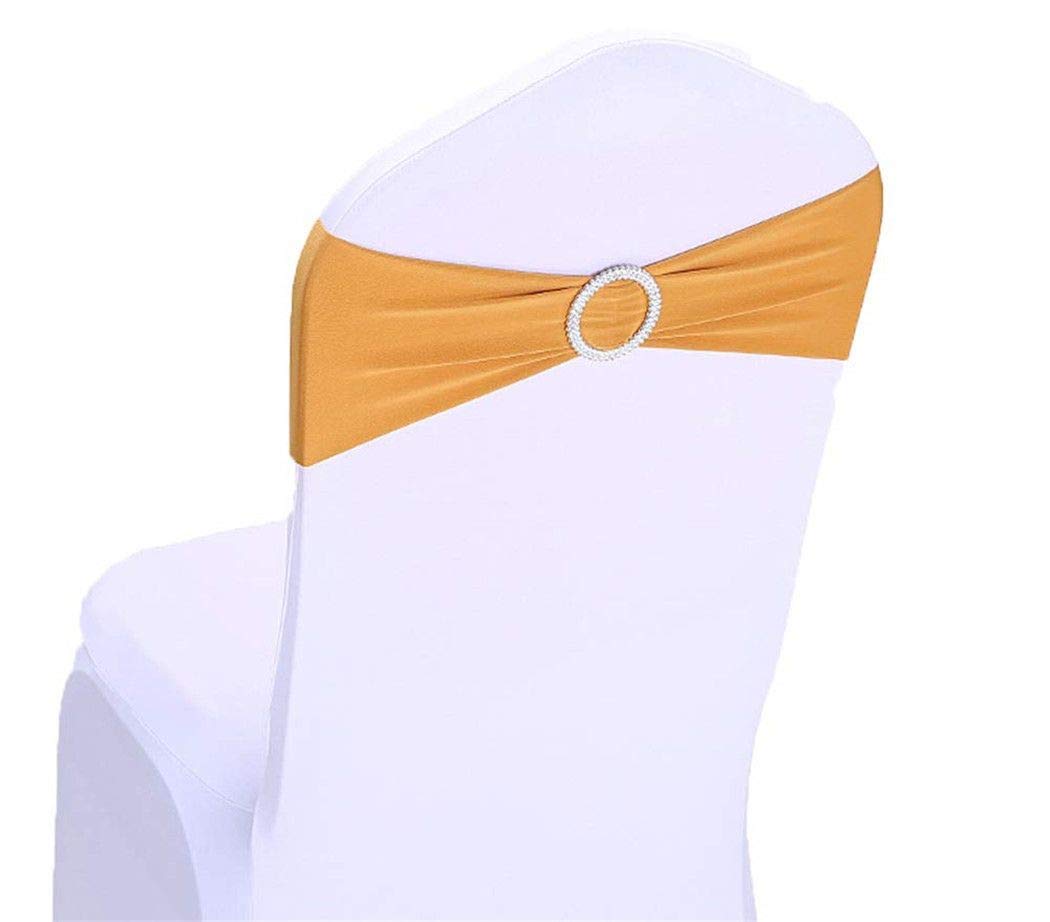 25PCS Gold Elastic Chair Sashes with Buckle - Wedding Decorations for Chairs, Party, Evening Events | Perfect for Wedding Reception, Bridal Shower, Banquet Decor