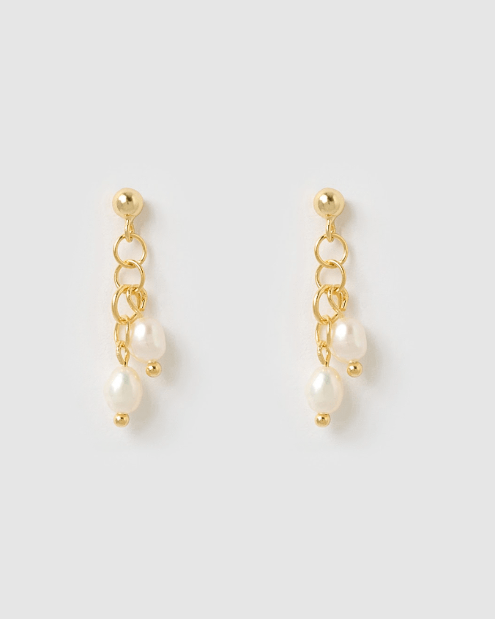 Izoa Elsa Drop Earrings - 14K Gold Plated Freshwater Pearl Dangle Earrings for Women, Elegant Gift for Wedding, Party & Special Occasions