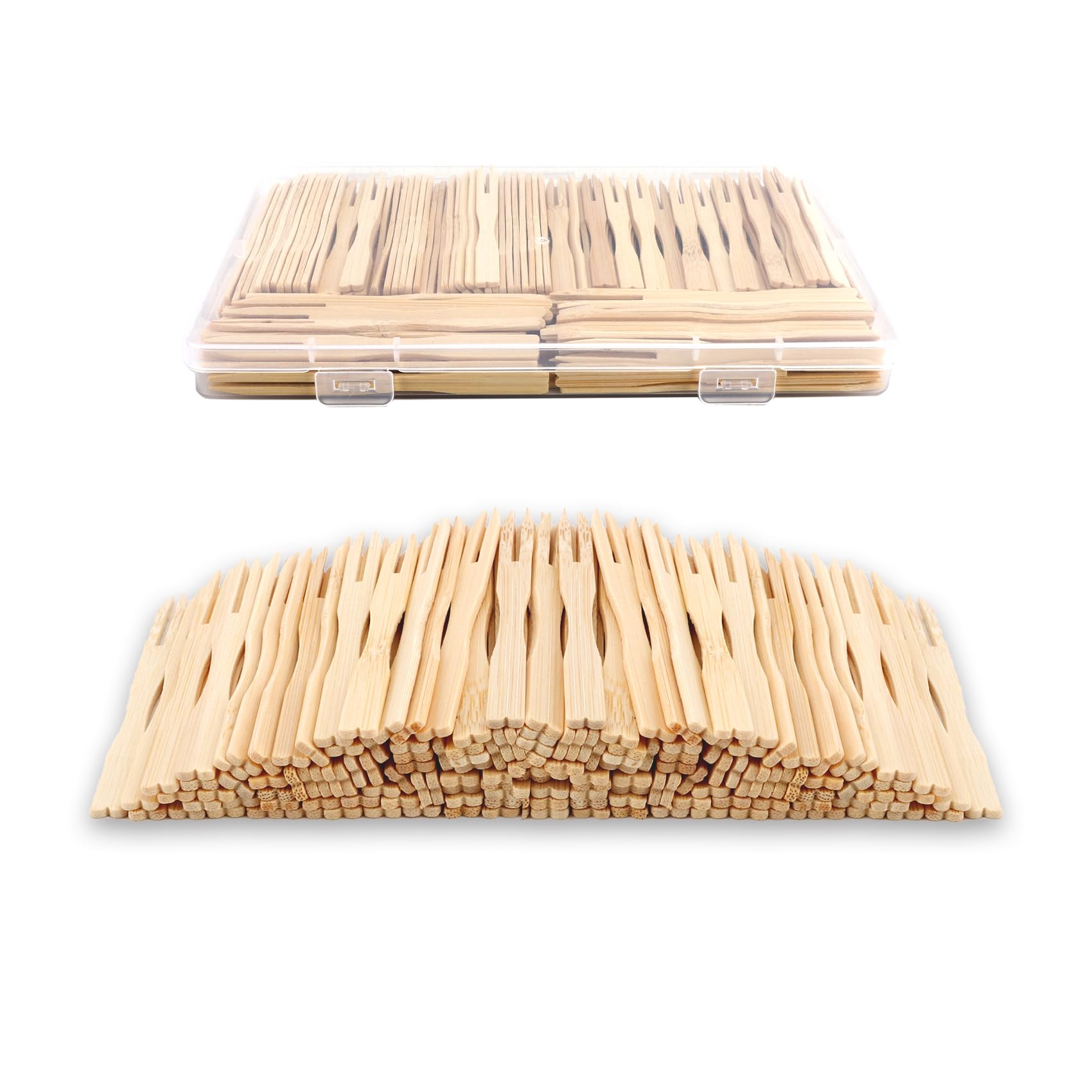 200PCS Bamboo Cocktail Picks - Mini Wooden Skewers for Appetizers, Fruit Kabobs & Party Drinks | Reusable Eco-Friendly Toothpicks for Cocktails, Charcuterie Boards & Wedding Favors