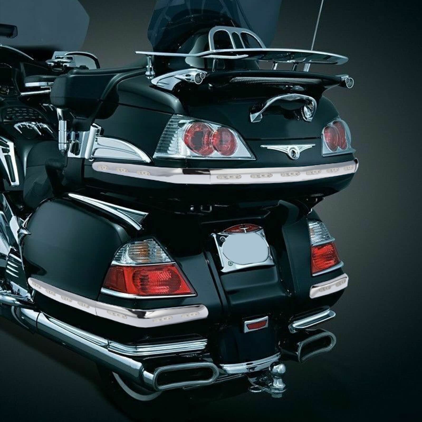 Premium LED Motorcycle Trunk & Saddlebag Lights for Honda Goldwing GL1800 2001-2017 - Clear Lens Decorative Trim Kit - Waterproof Accent Lighting for Night Riding Safety & Style Enhancement