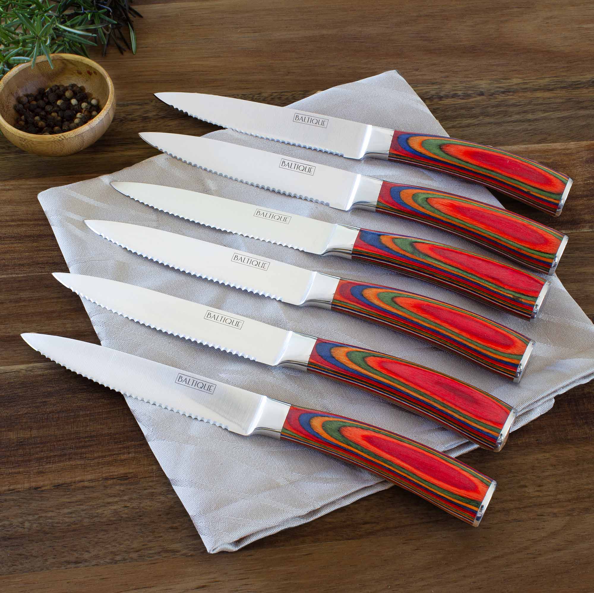 Baltique® Marrakesh Collection 6-Piece Steak Knife Set - Premium Stainless Steel Steak Knives for Fine Dining & Meat Cutting - Perfect for Restaurants, Dinner Parties & Home Kitchens