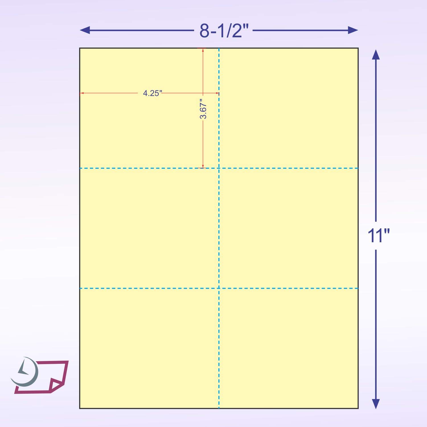 High-Quality Laser Printer Blank Perforated Cards - 6 per Page (Canary Yellow, 6000 Sheets) for Office, School & Event Tickets