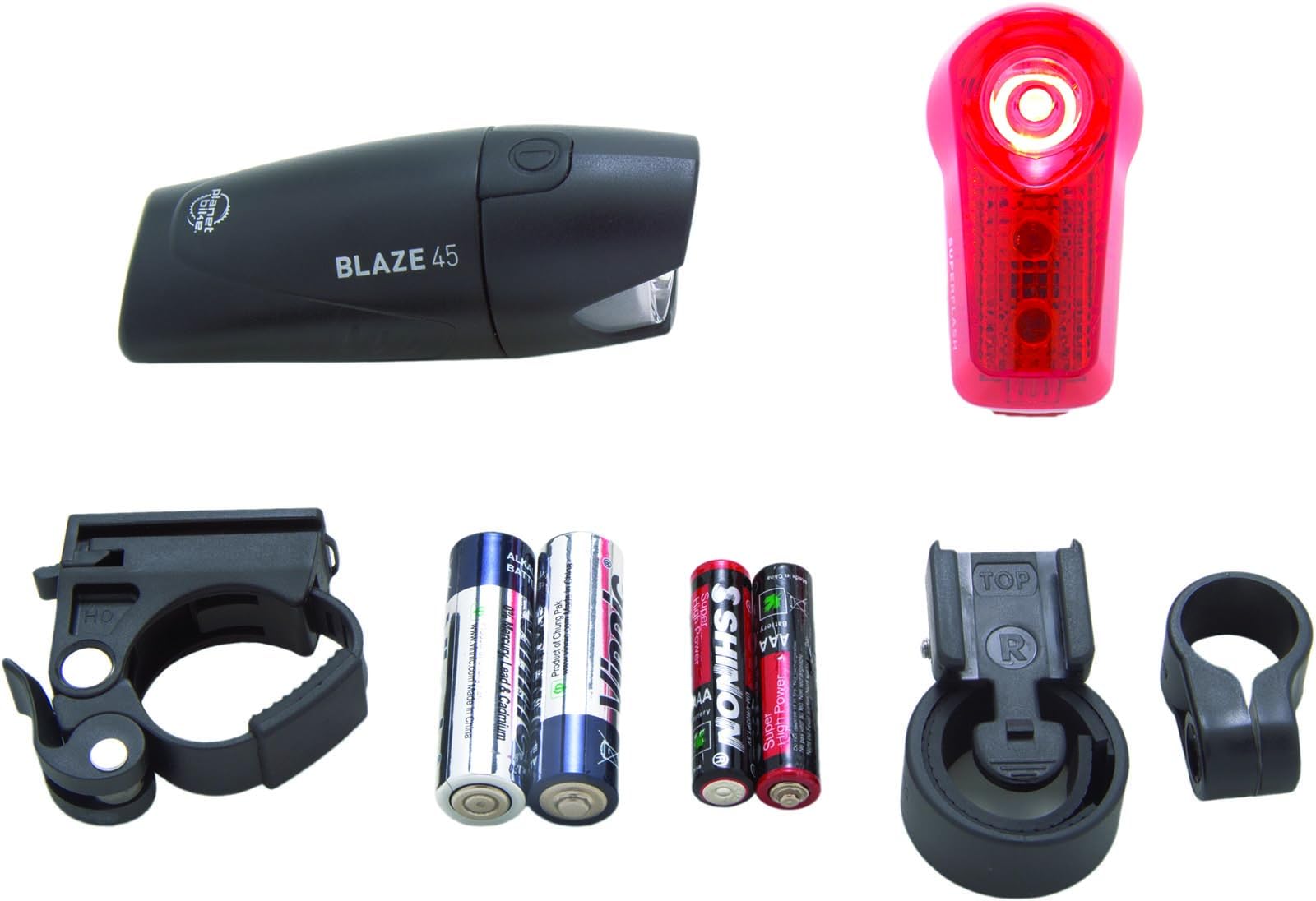 Planet Bike Blaze 45 & Superflash USB Rechargeable Bike Light Set - High Visibility Front & Rear Bicycle Lights for Night Cycling, Commuting, and Road Safety