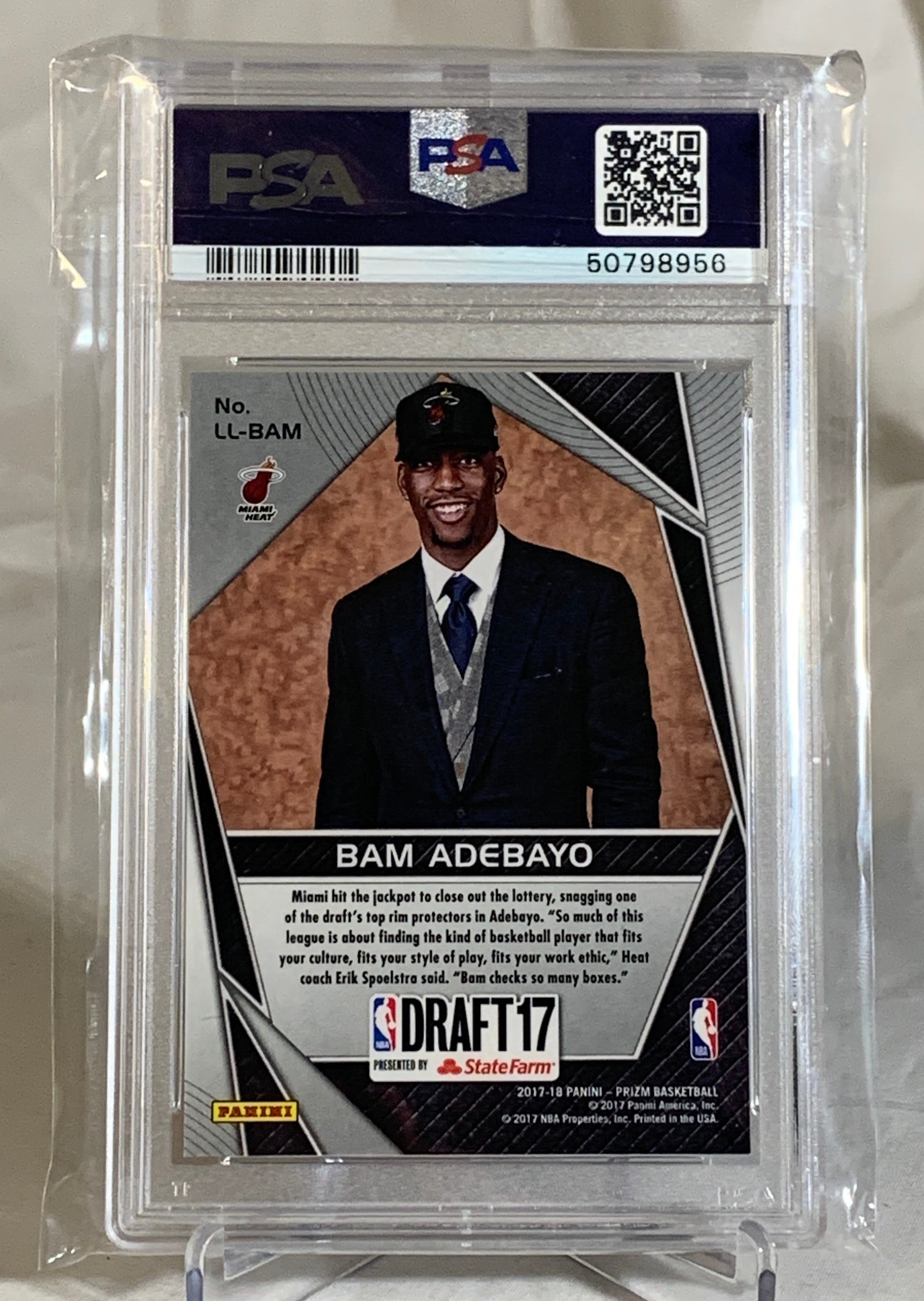 2017-18 Panini Prizm Luck of the Lottery Bam Adebayo Miami Heat Rookie Card PSA Mint 9 #50798956 - Perfect for Basketball Card Collectors and Miami Heat Fans