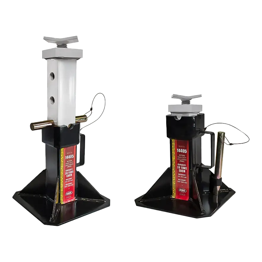 AME 22 Ton Heavy Duty Truck Stand with Screw Top Pin Style - 11405 Model for Vehicle Repair, Maintenance & Auto Shop Use
