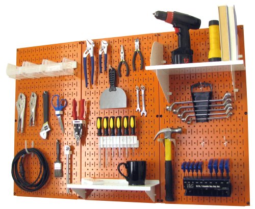 Orange Pegboard with White Accessories