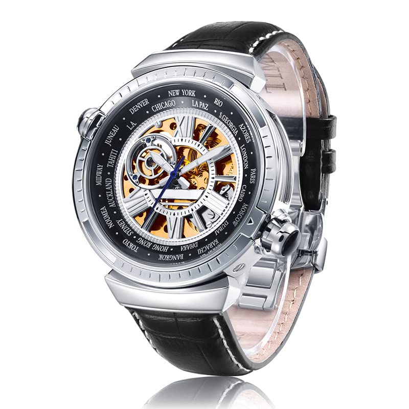 Premium Men's Mechanical Wrist Watch - Handcrafted Italian Leather Strap - Waterproof 50M - Dress & Casual Wear for Business, Date Night & Everyday Use
