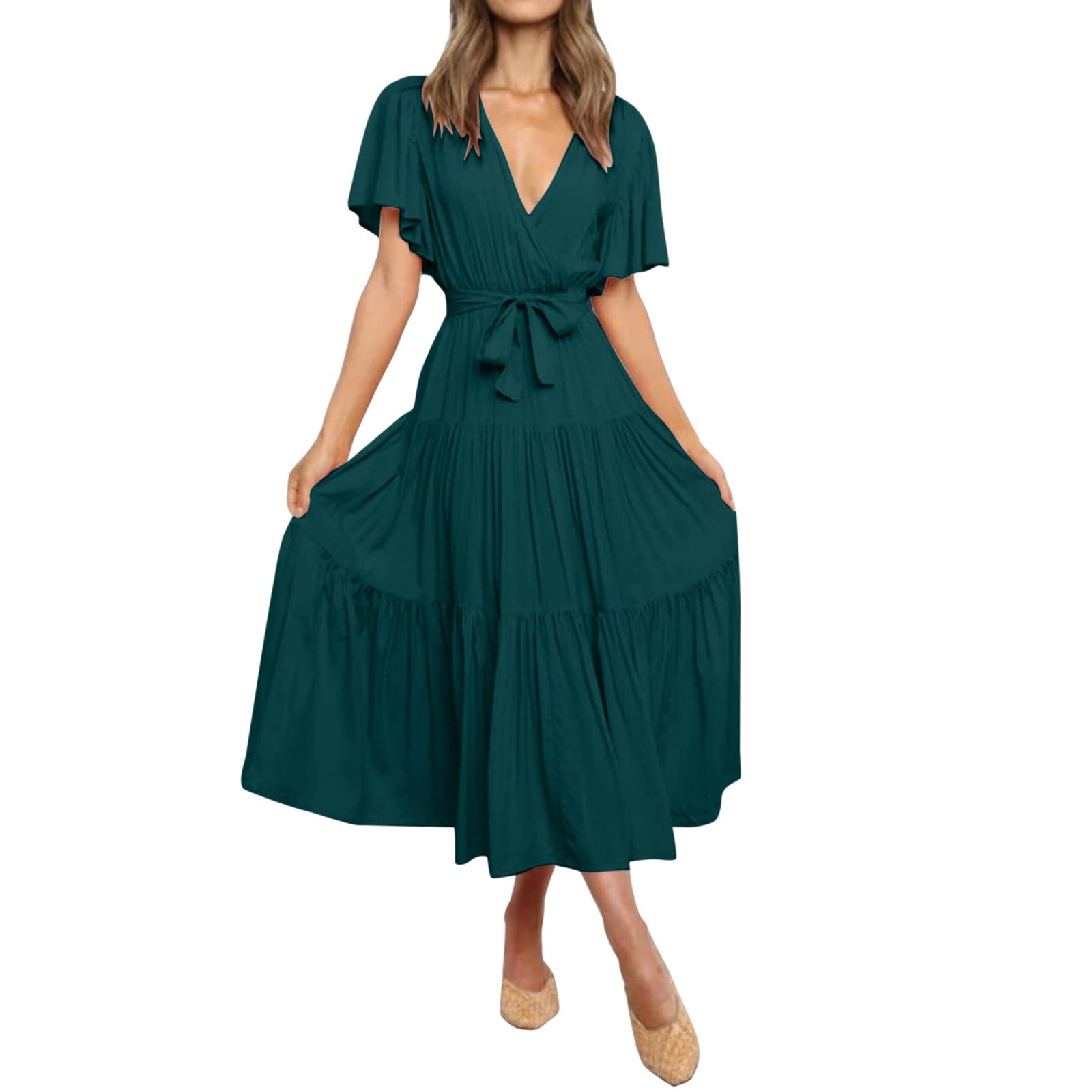Boho Beach Dress for Women - Sleeveless Solid Color Ruffle Cocktail Dress for Summer Party & Evening Wear | Perfect for Beach Vacations, Date Nights & Special Occasions