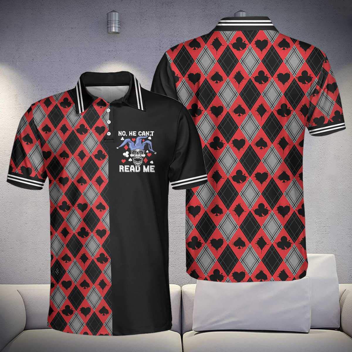 HYPERFAVOR Men's Casino Poker Polo Shirt - Breathable Short Sleeve Performance Golf Shirt for Men - Perfect for Casino Nights, Poker Tournaments & Golf Outings