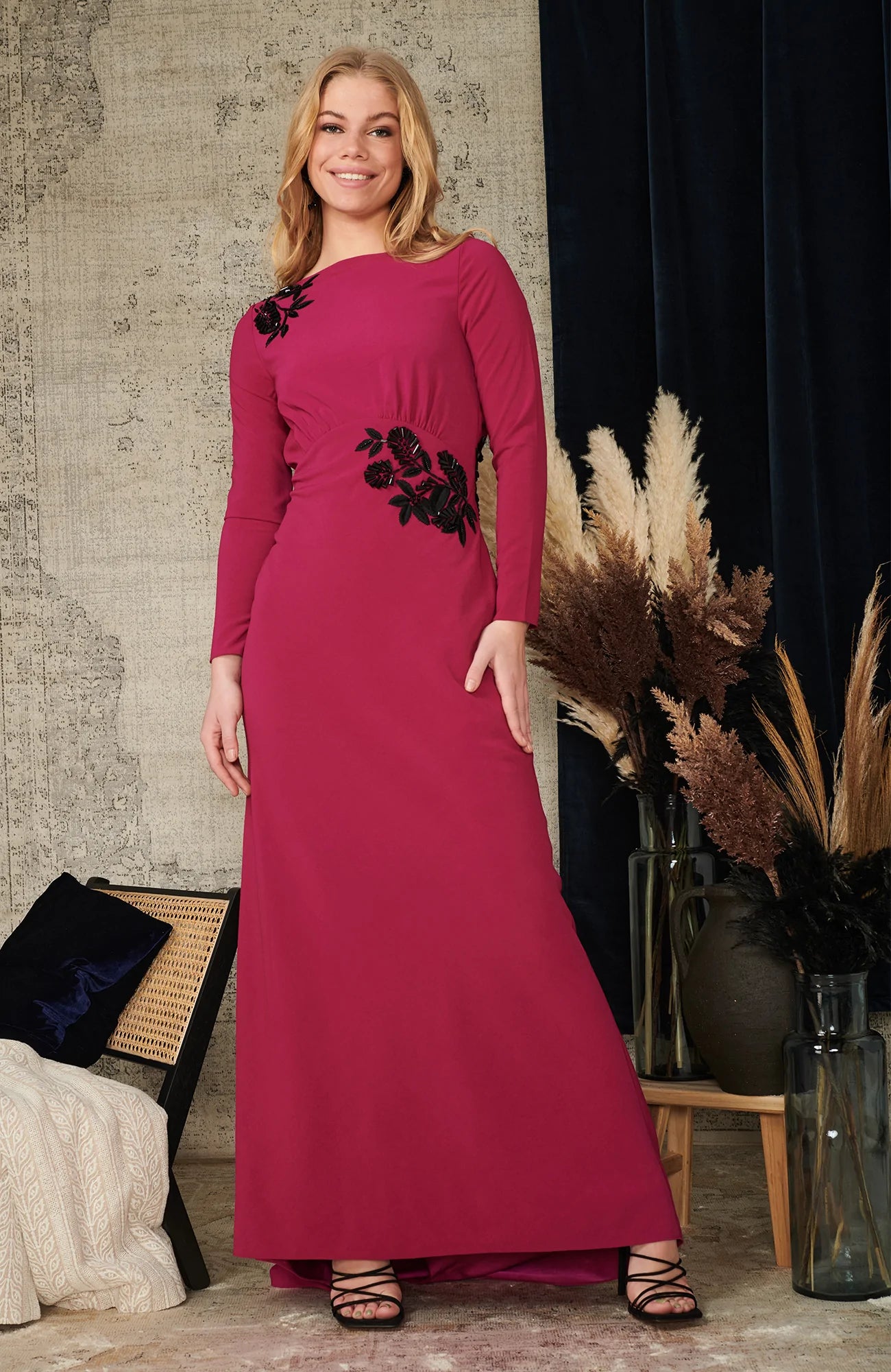 Eli Cowl Neck Long Maxi Dress for Women - Elegant Flowy Evening Gown for Parties, Weddings & Special Occasions