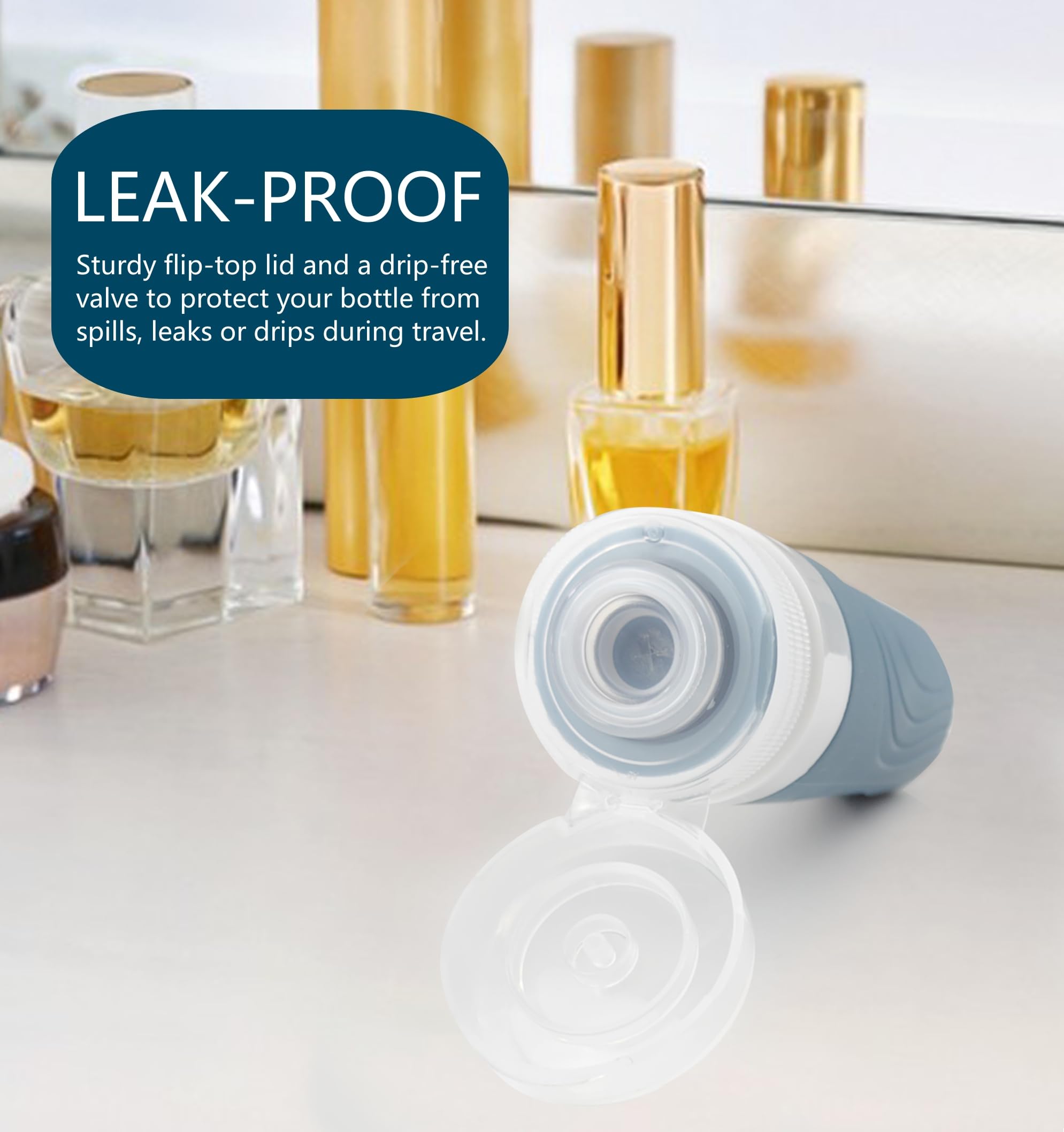Leak Proof 3oz Silicone Travel Bottles for Toiletries - TSA Approved Shampoo & Conditioner Containers with Black Toiletry Bag | Perfect for Air Travel, Gym & Vacation Essentials (Blue)