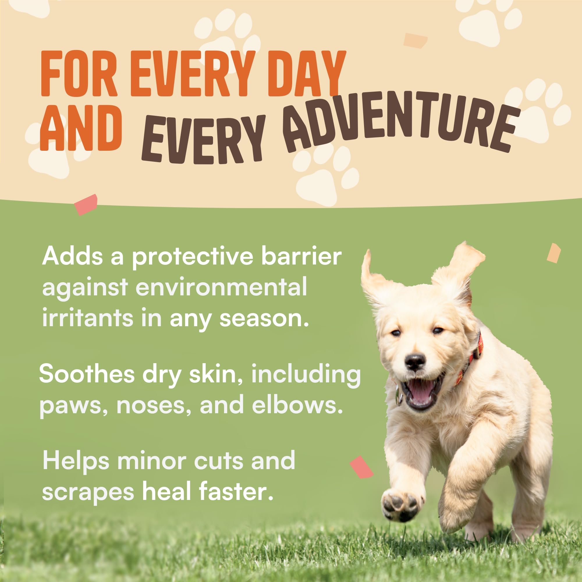 Organic Dog Paw Balm for Dry & Cracked Paws - 2.1oz Lick-Safe Nose & Paw Protector with Wheatgrass | Healing Moisturizer for Dogs & Cats | Perfect for Winter Protection & Outdoor Adventures