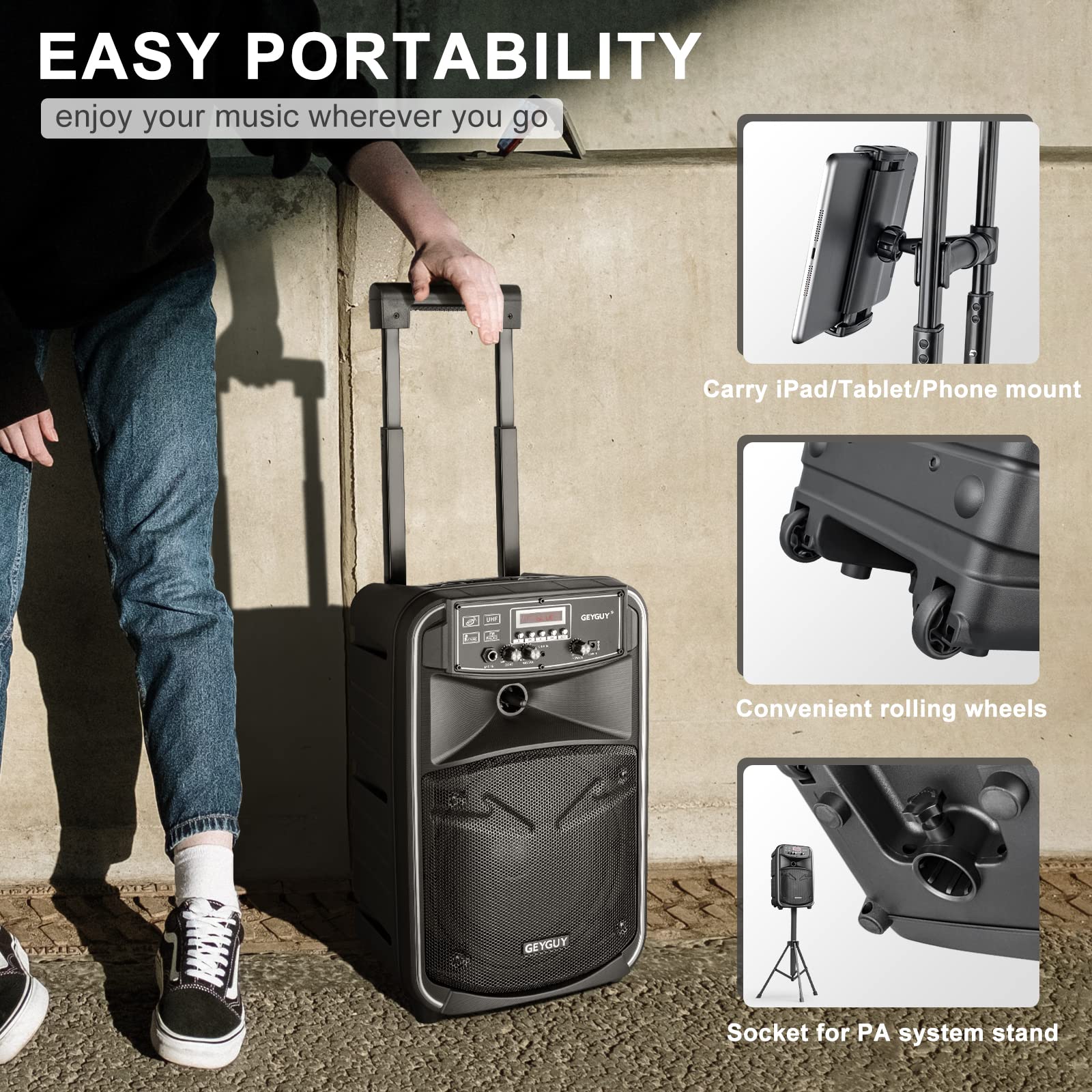 Portable Bluetooth PA System with Wireless Microphones - 8