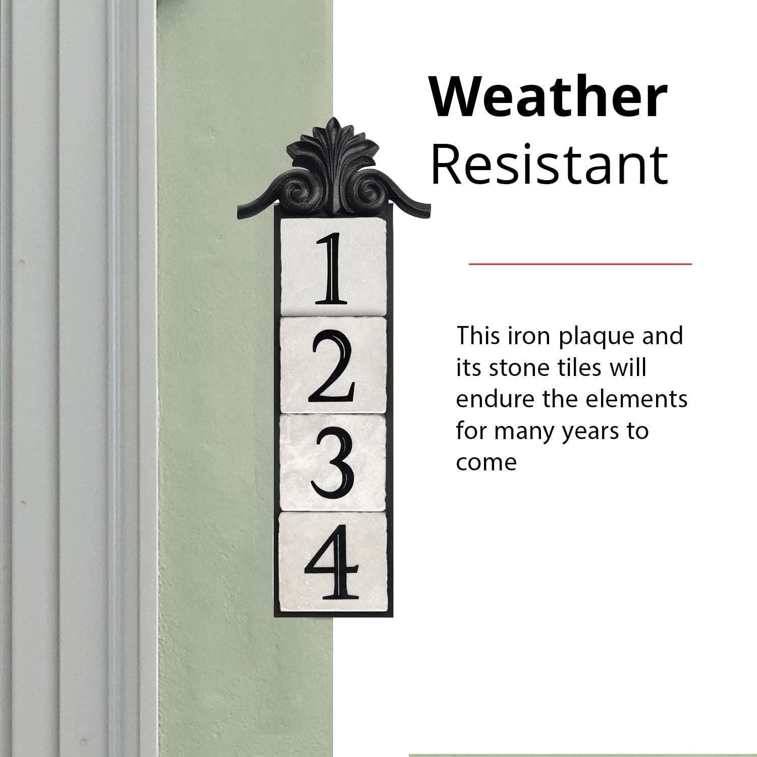 NACH Crested 3-Number Cast Iron Address Plaque for Houses - 16