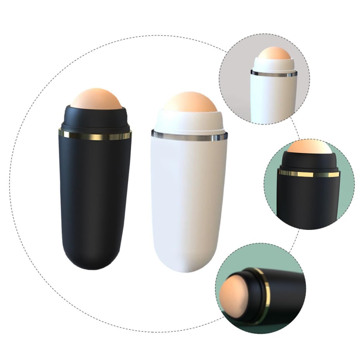 IPetboom 4-Pack Volcanic Stone Oil Absorbing Roller Ball - Facial Oil Control Tool for Oily Skin, Blackhead Removal & Shine-Free Makeup - Perfect for Daily Skincare, Spa & On-the-Go Use