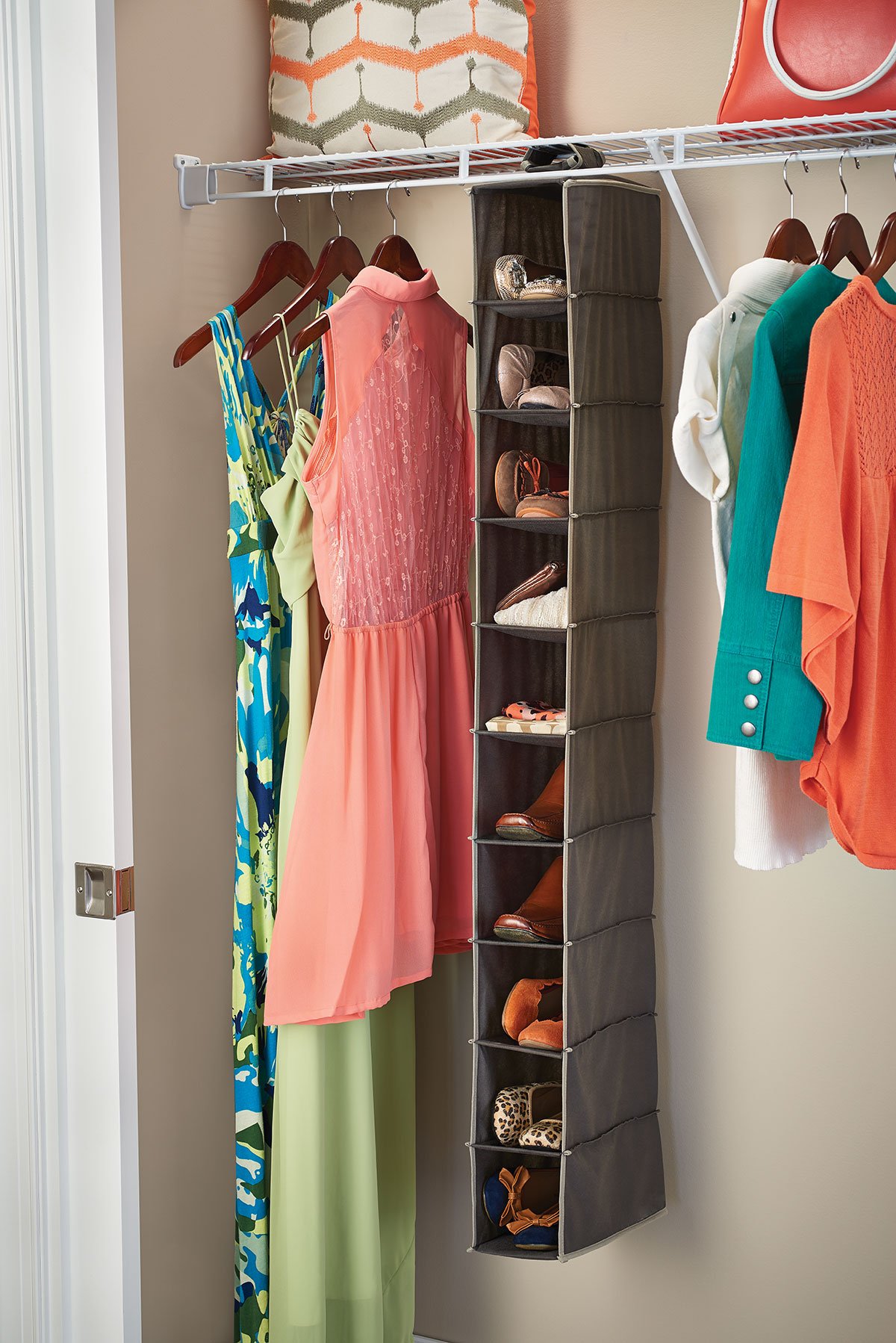 ClosetMaid 31464 10-Shelf Hanging Closet Organizer for Clothes & Accessories - Space Saving Storage Solution for Bedroom, Closet or Dorm - Gray