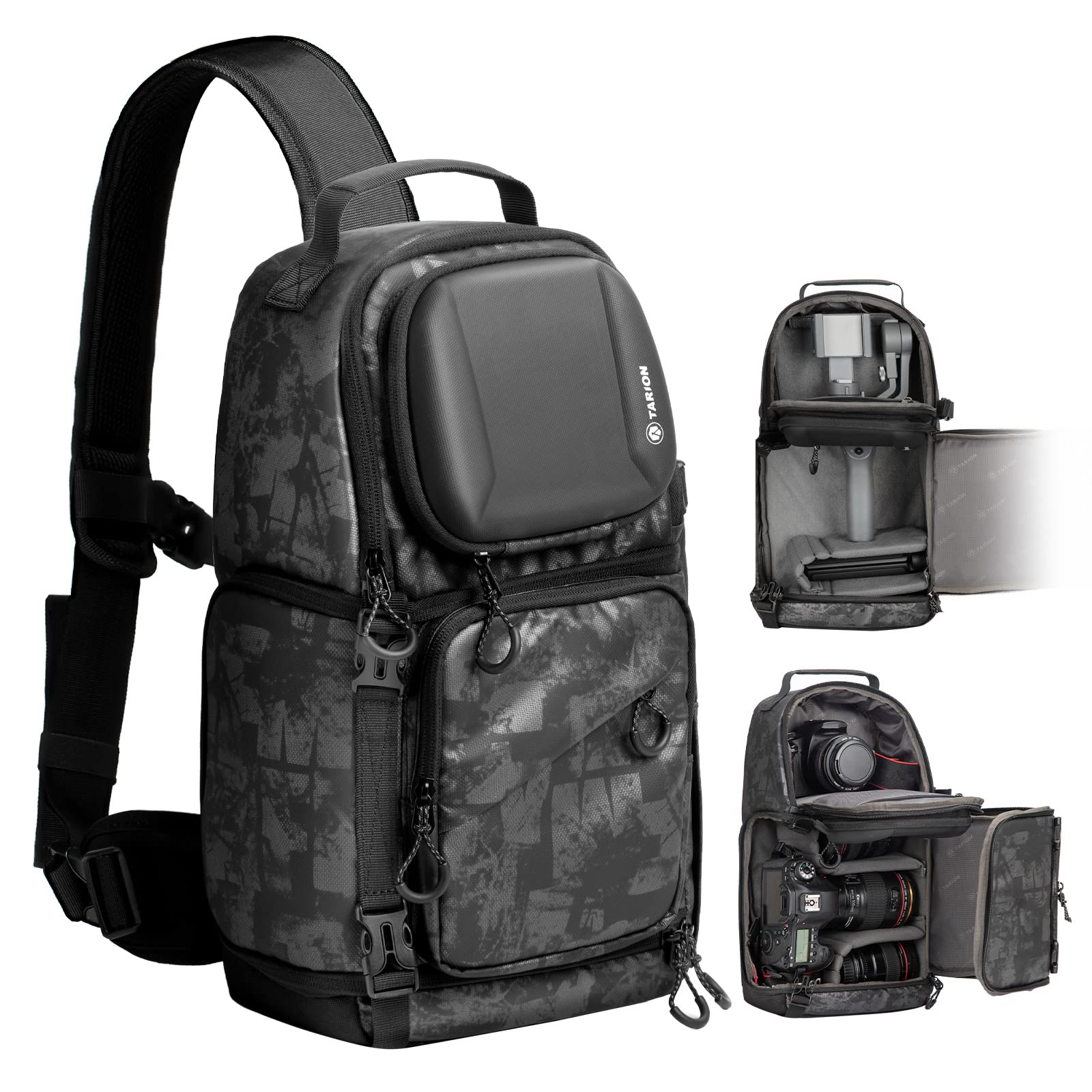 **TARION TR-S Waterproof Camera Shoulder Bag - Travel Photography Backpack with Rain Cover, Black & Grey, Small Daypack for DSLR & Mirrorless Cameras - Perfect for Hiking, Travel & Outdoor Photography**