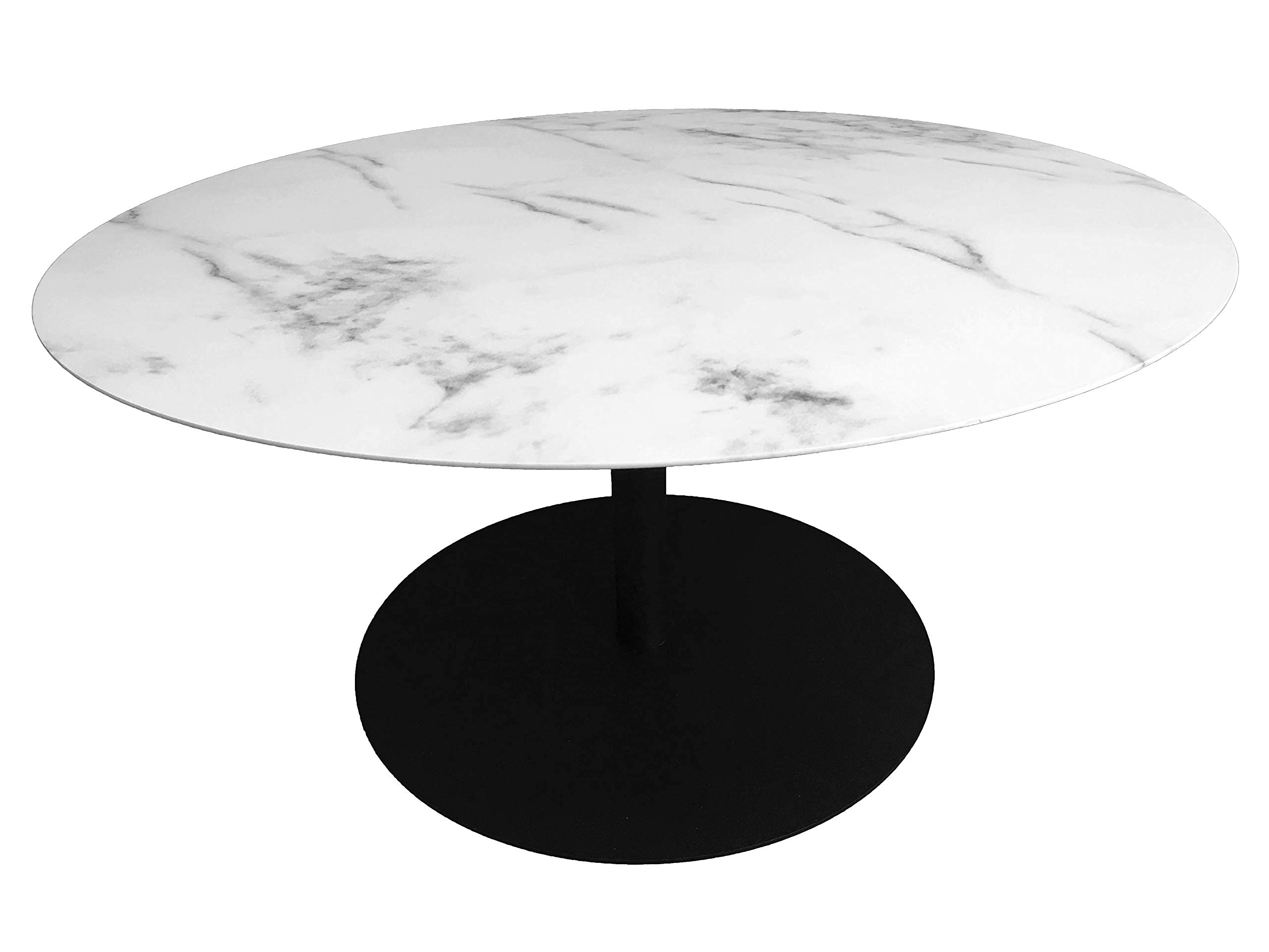 3-Piece Round Metal Coffee Table Set with Marble Finish Top & Black Powder Coated Frame (18