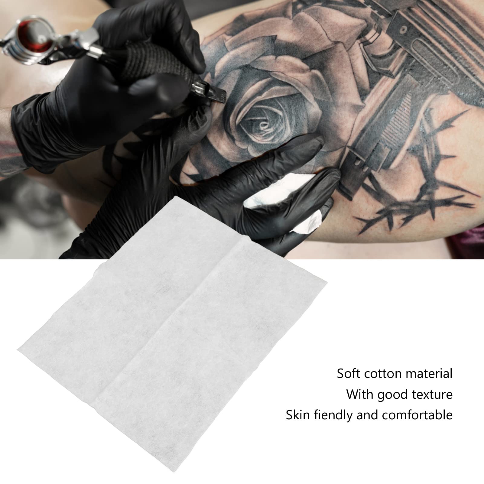 100pcs Disposable Cotton Wipes - Ultra Soft & Highly Absorbent for Tattoo Aftercare, Makeup Removal, Face Cleansing & Baby Care | Gentle on Skin, Bulk Pack for Home & Salon Use