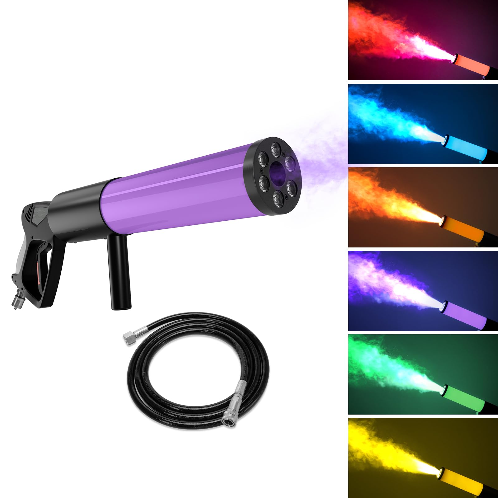 **CO2 Jet Machine Blaster - Handheld CO2 Cannon Smoke Machine with RGB LED Lights, Carbon Dioxide Gas Column Gun for Stage Effects, DJ, Club, Wedding & Halloween Parties - Perfect for Nightclubs, Concerts, and Themed Events**