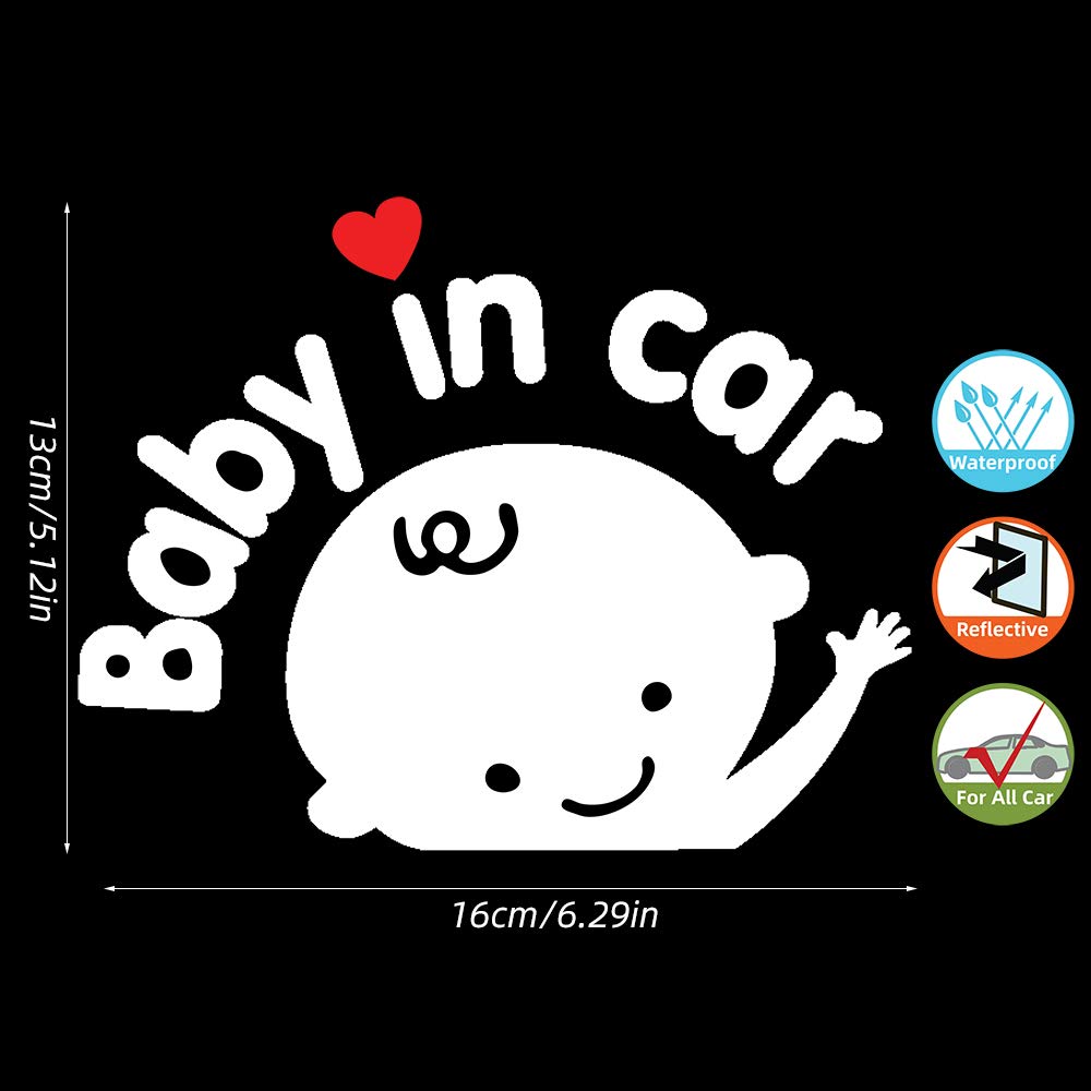 Funny Baby on Board Car Decal - Removable Reflective Waterproof Sticker for Baby Safety - Perfect for Family Cars, SUVs and Minivans - Great Gift for New Parents