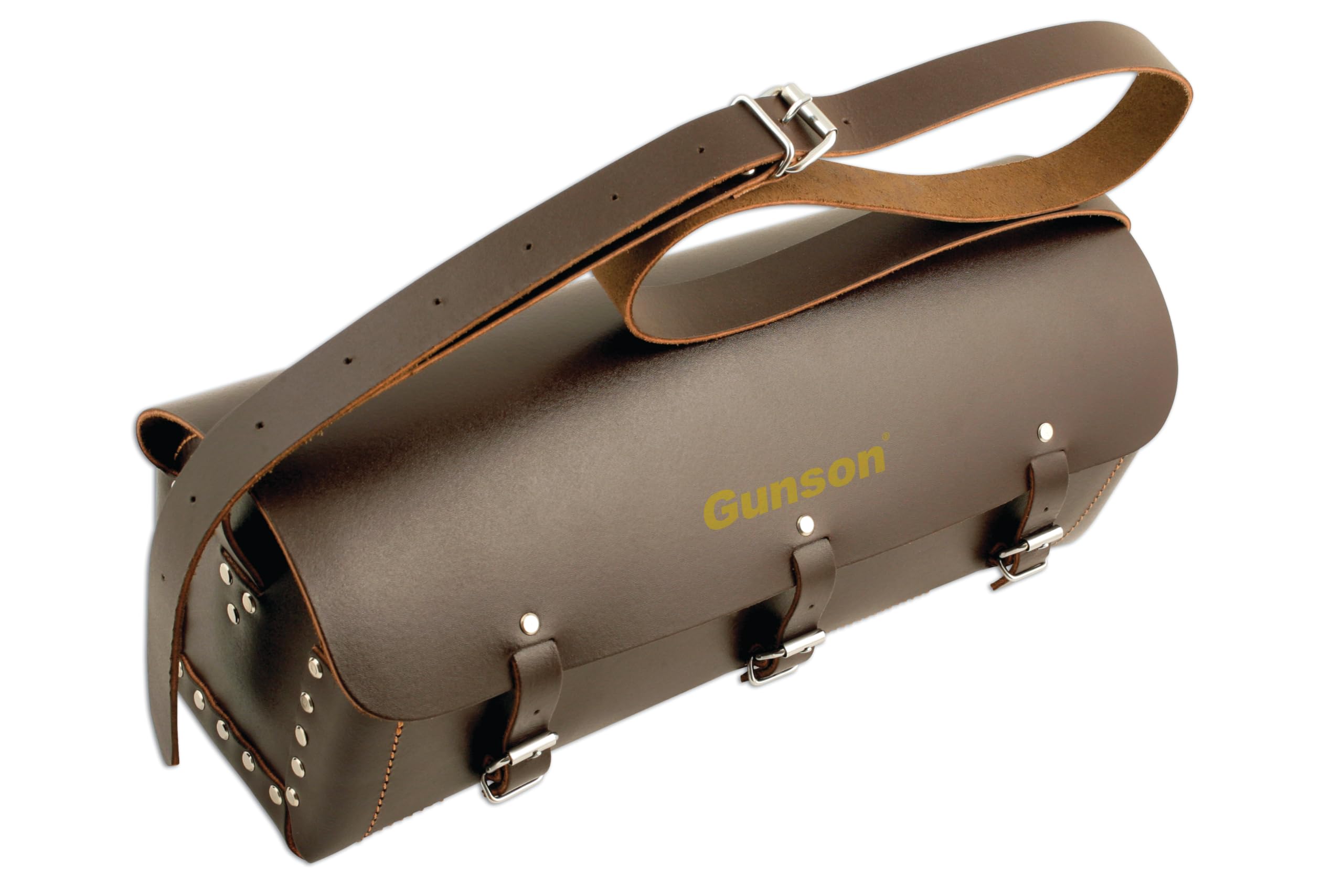 77127 Classic Leather Tool Bag for Professionals - Black, Brown, Silver | Durable Work Bag for Electricians, Plumbers & Carpenters | Heavy Duty Construction Tool Organizer